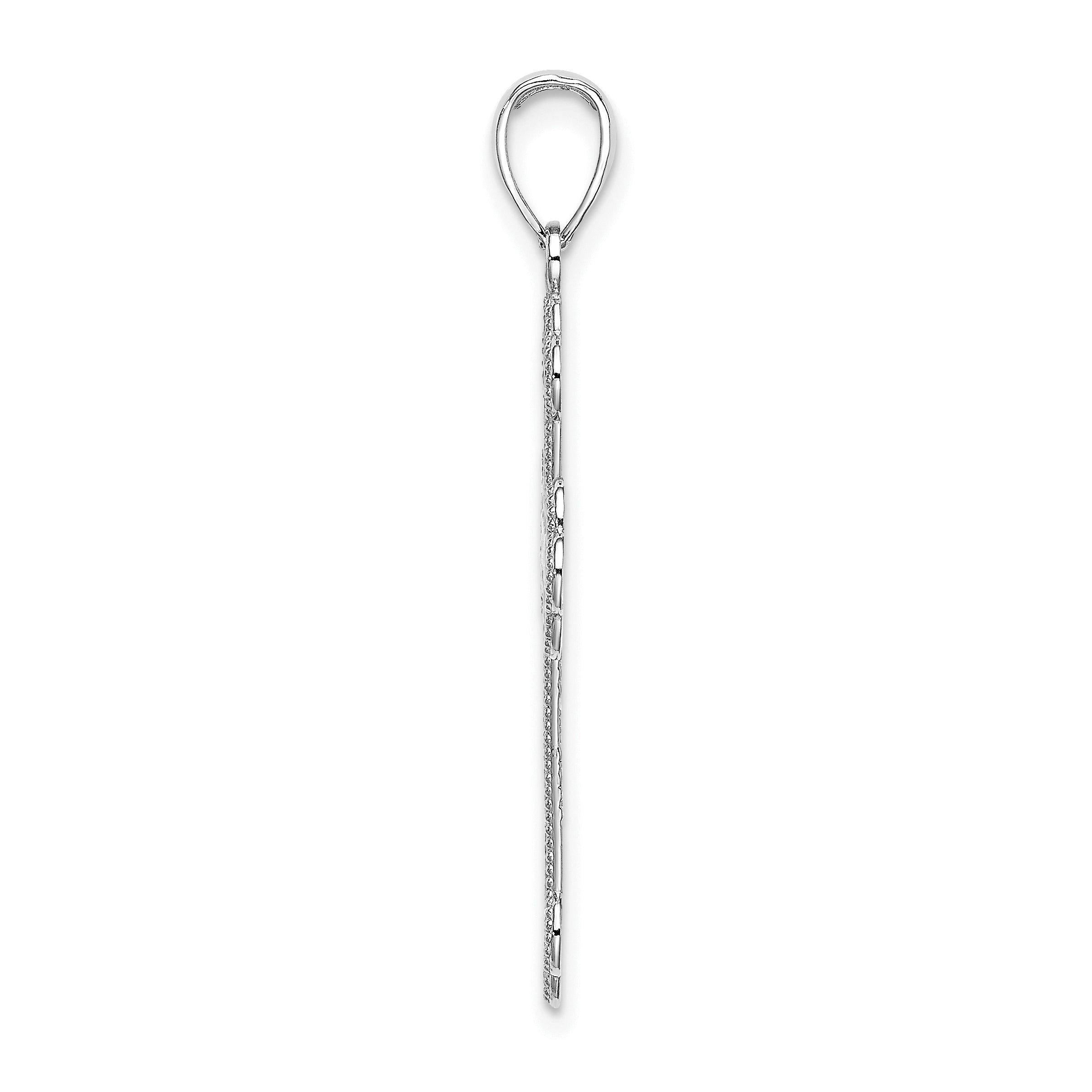 14K White Gold Textured and Beaded Edge Charm Secondary image