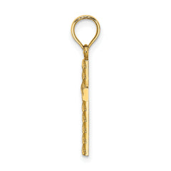 14K Beaded and Polished Cross Charm