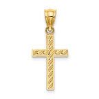 14K Beaded and Polished Cross Charm