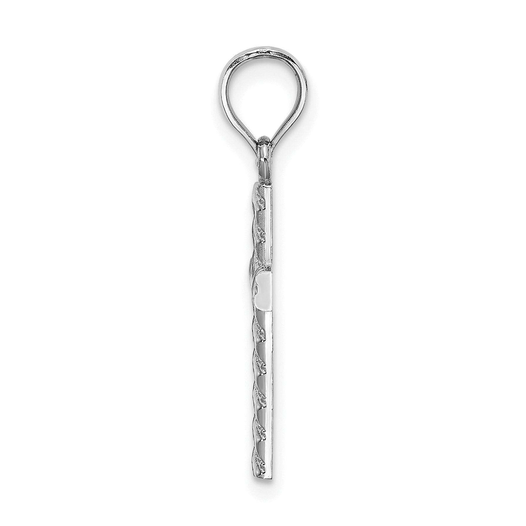 14K White Gold Beaded and Polished Cross Charm Secondary image