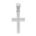 14K White Gold Beaded and Polished Cross Charm