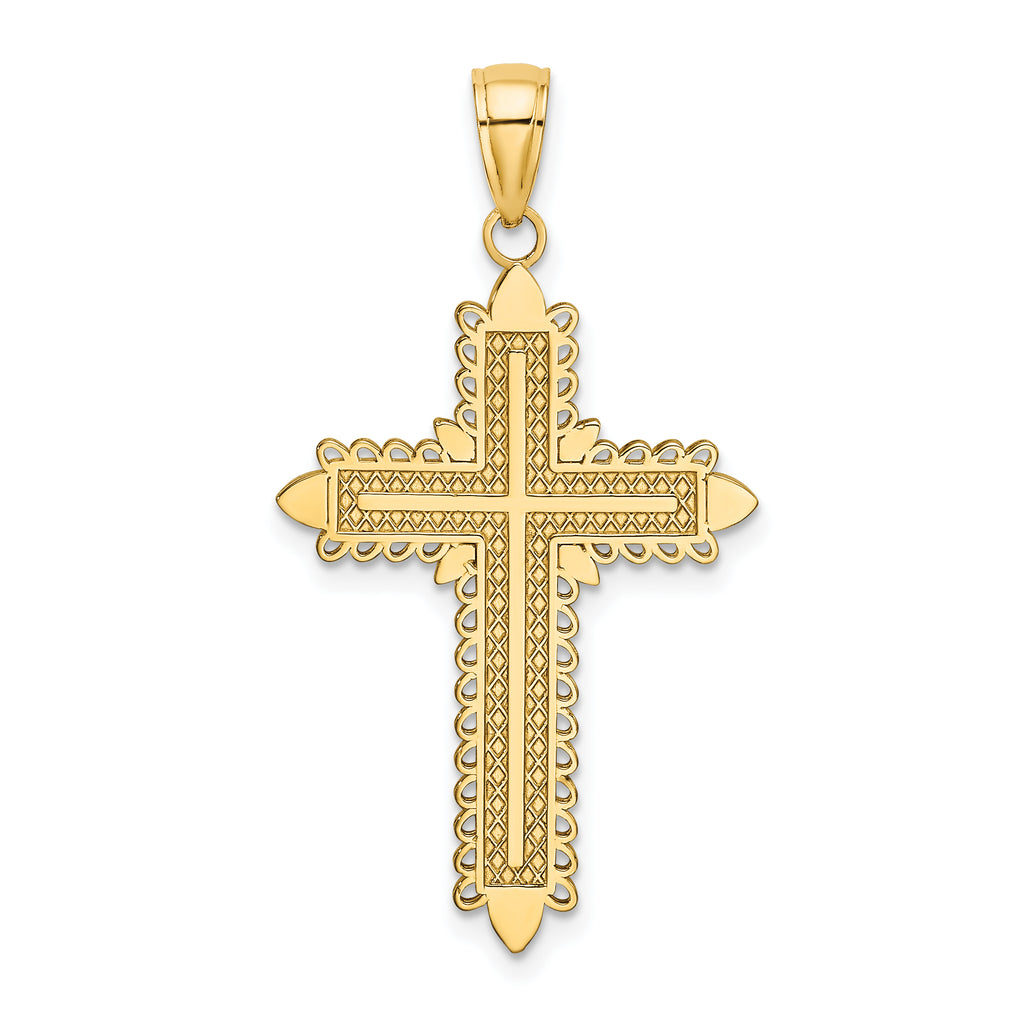 14K w/ Lace Border Cross Charm