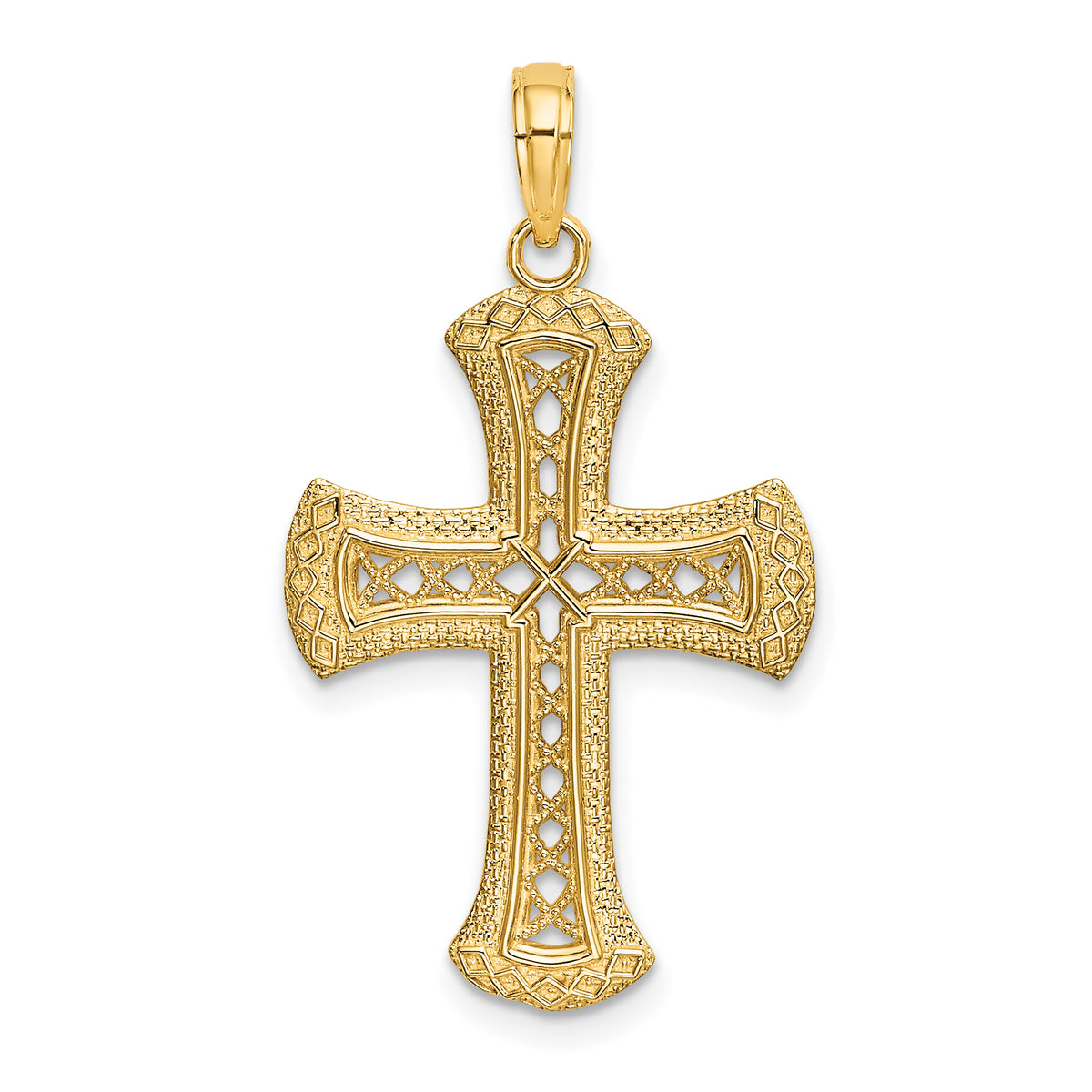 14K Textured and Cut-Out Cross Charm