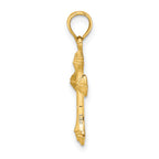 14K Textured w/ Arrow Ends Cross Charm