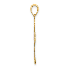 14K D/C and Cut-Out Stripes W/ Heart In Center Cross Charm
