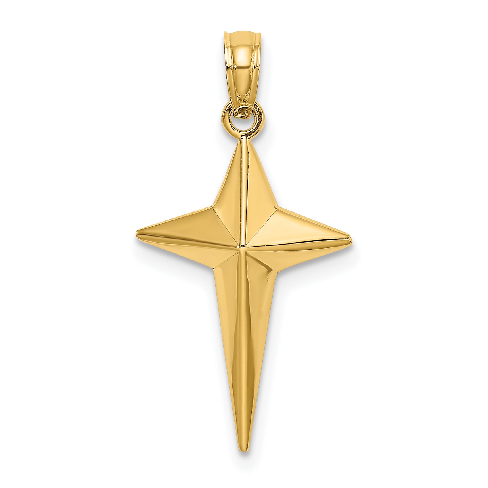 14K 2-D Polished Triangle Tipped Cross Charm Main image