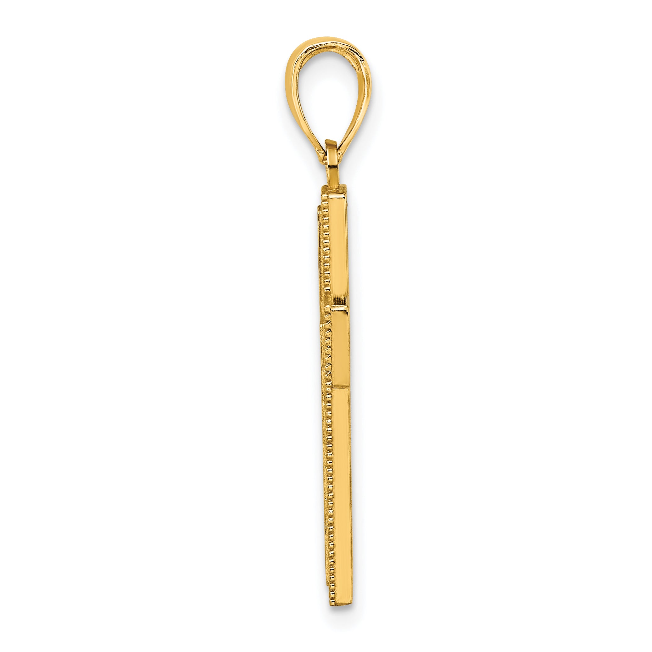 14K Block Cross Charm