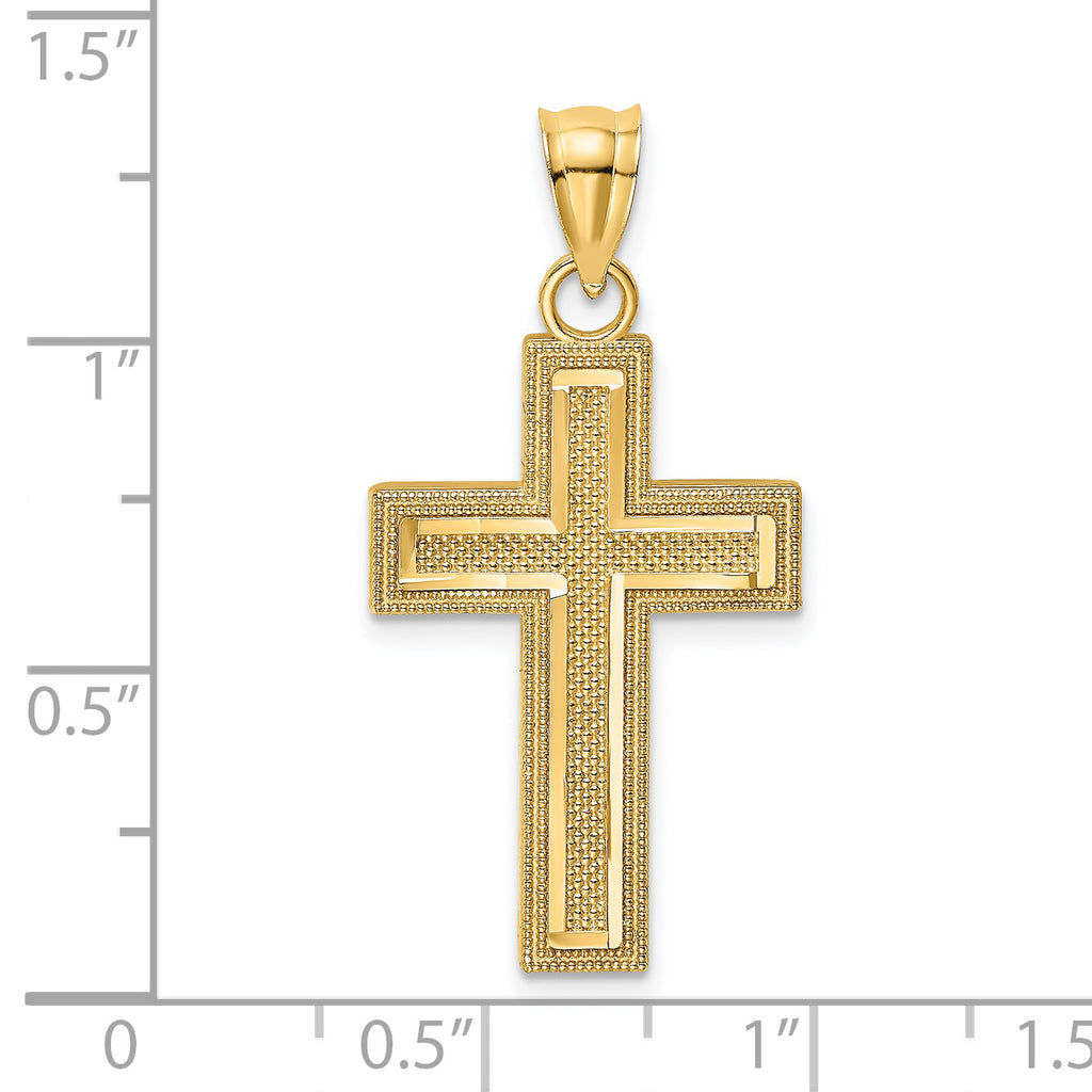 14K Block Cross Charm