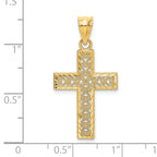 14K D/C Edge and Filigree Center Cross Charm