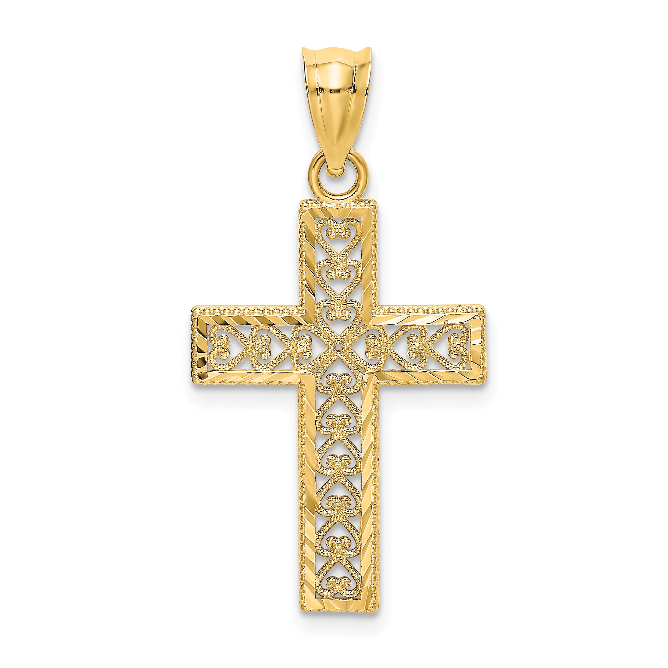 14K D/C Edge and Filigree Center Cross Charm Main image