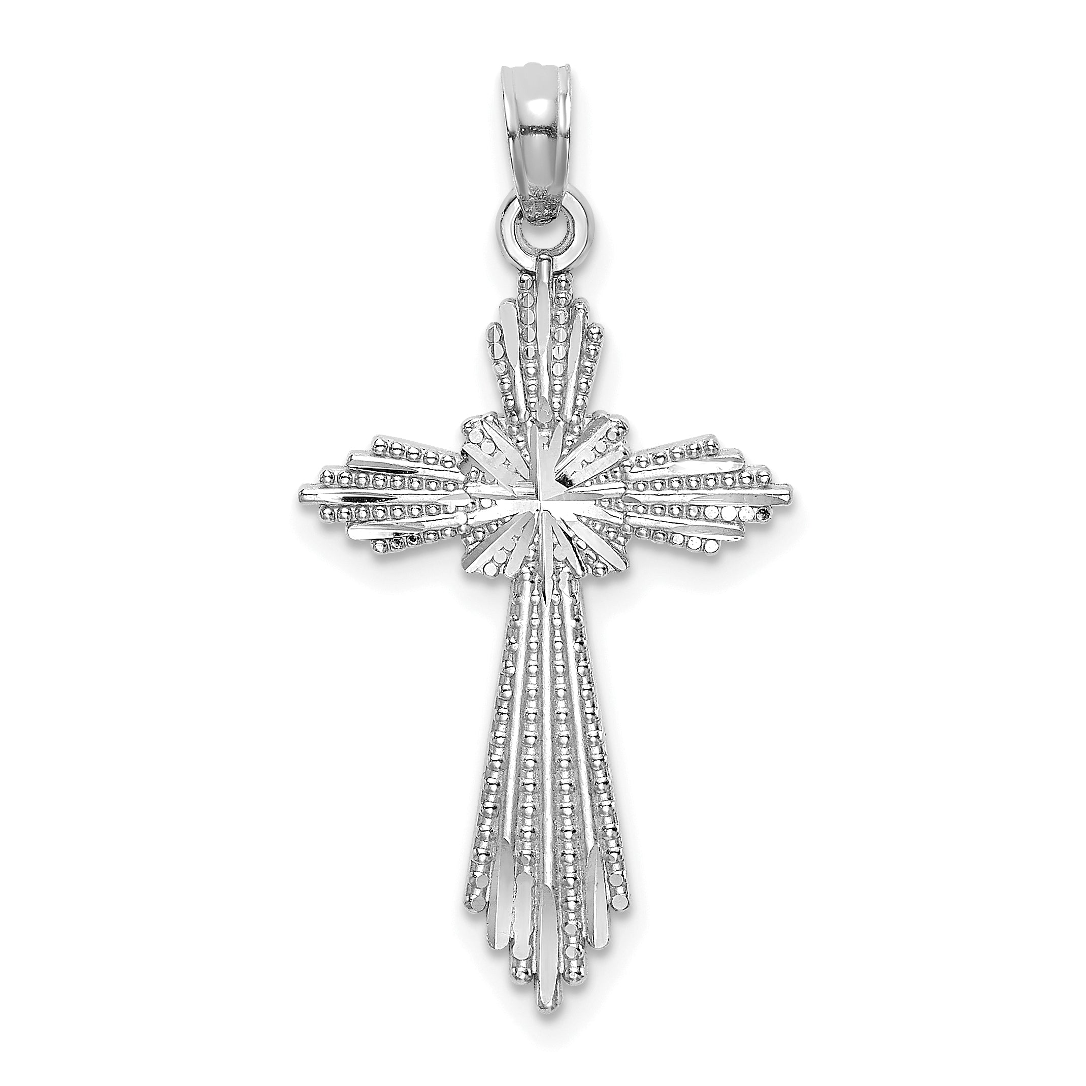14K White Gold Fancy D/C Cross Charm Main image