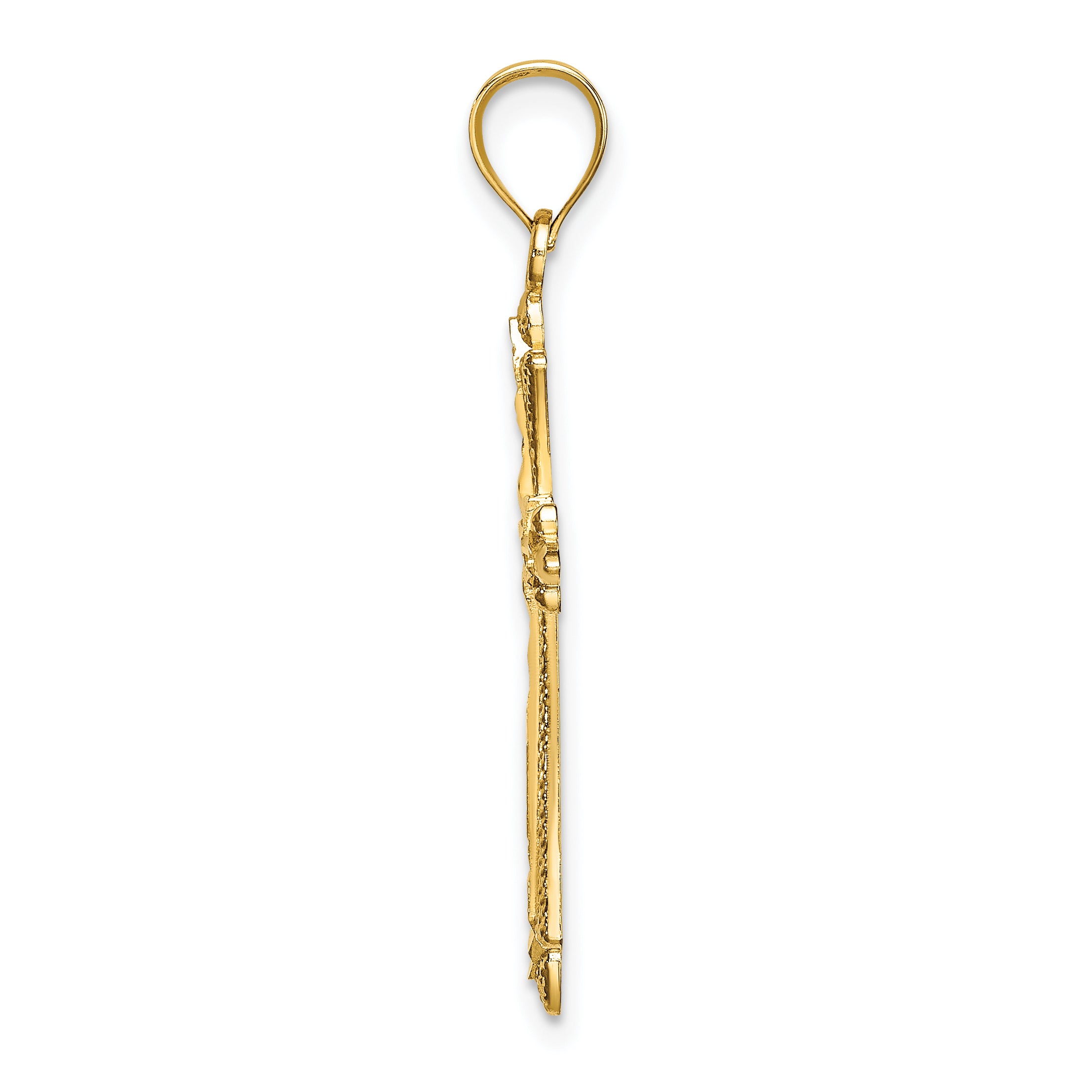 14K D/C Cross w/ Fancy Edges Charm