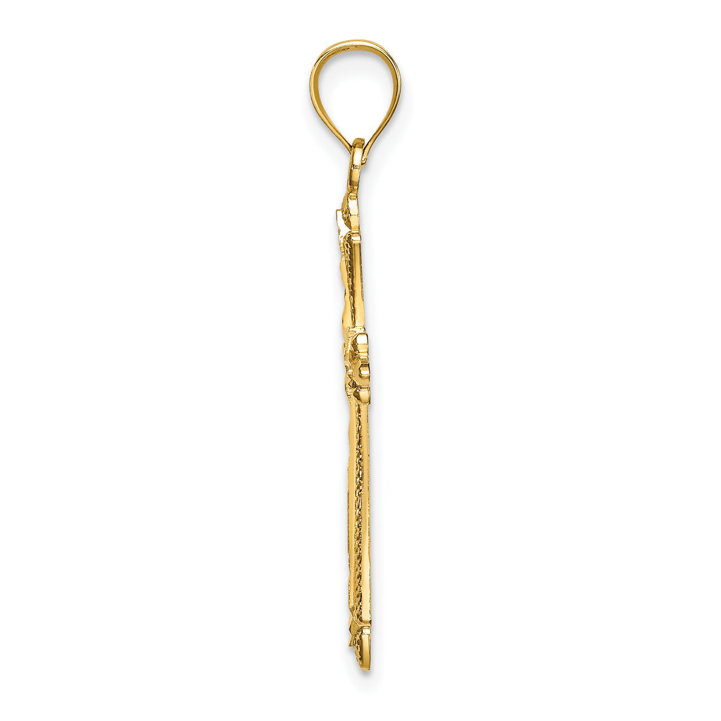 14K D/C Cross w/ Fancy Edges Charm