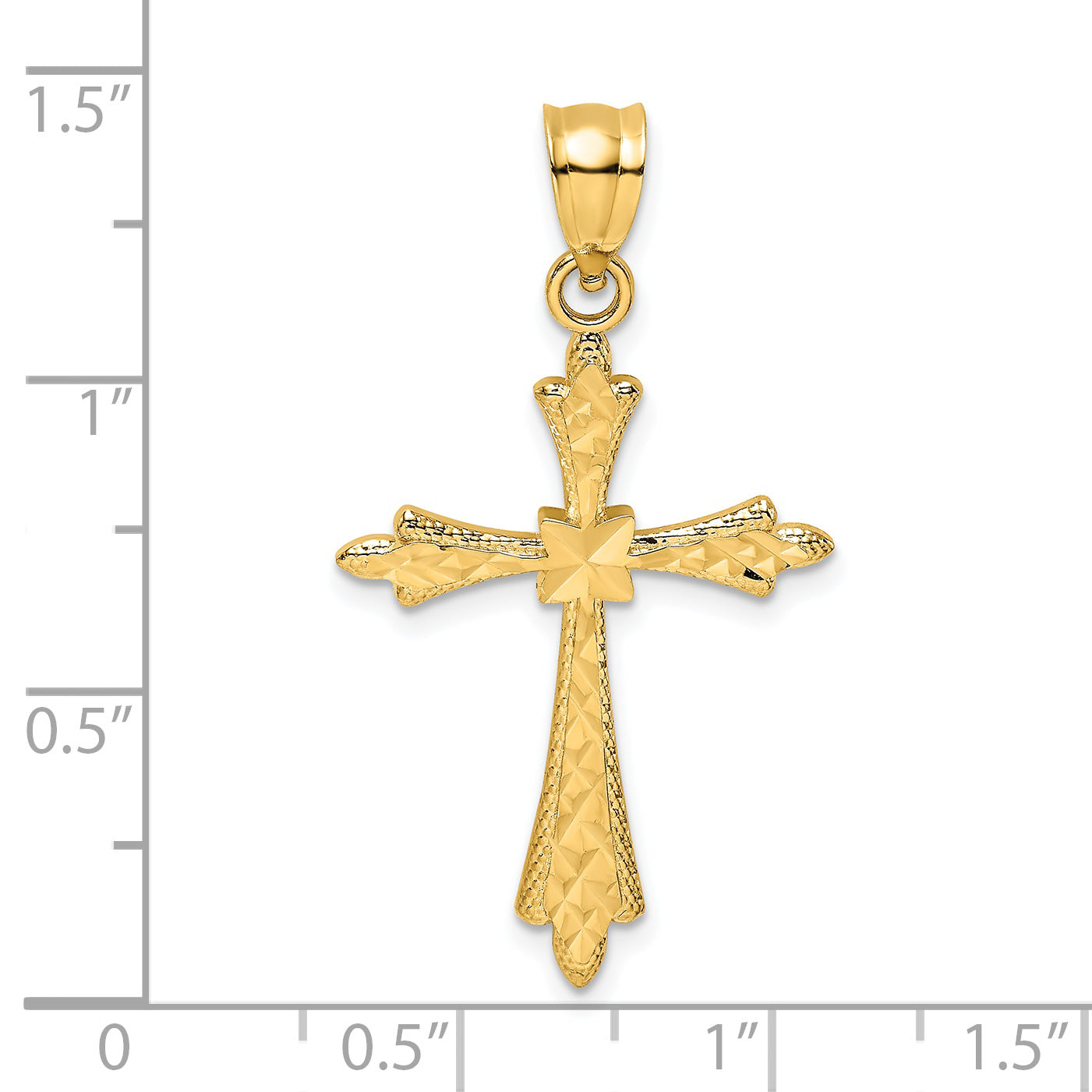 14K D/C Cross w/ Fancy Edges Charm