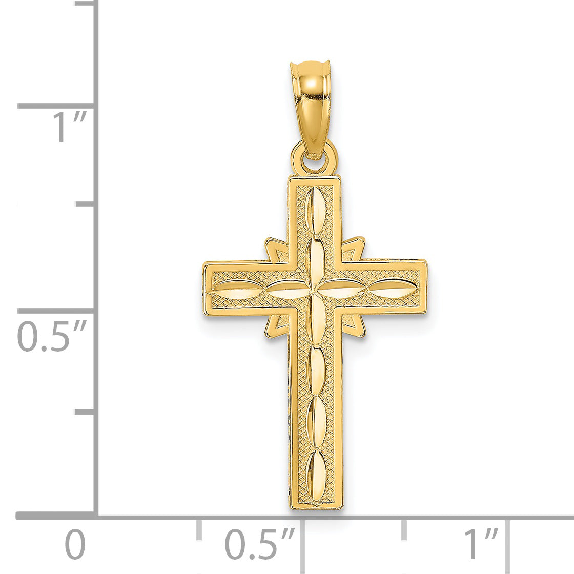 14K D/C Etched Cross Charm