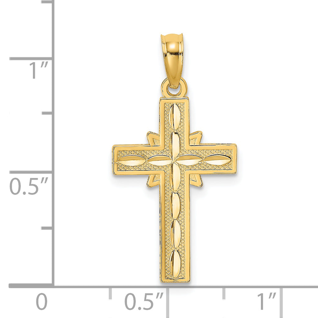 14K D/C Etched Cross Charm