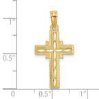 14K D/C Etched Cross Charm