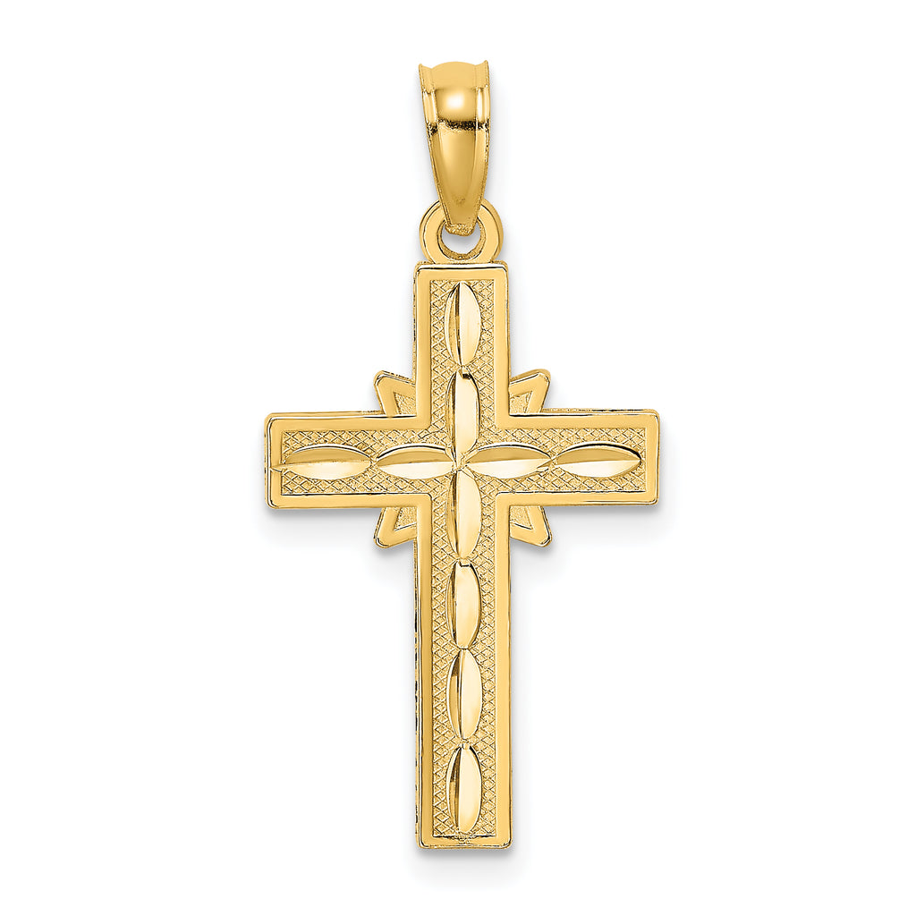 14K D/C Etched Cross Charm