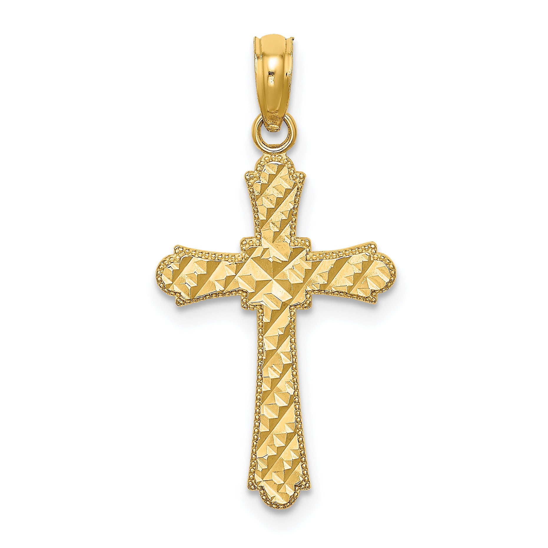 14K D/C Striped Cross Charm Main image