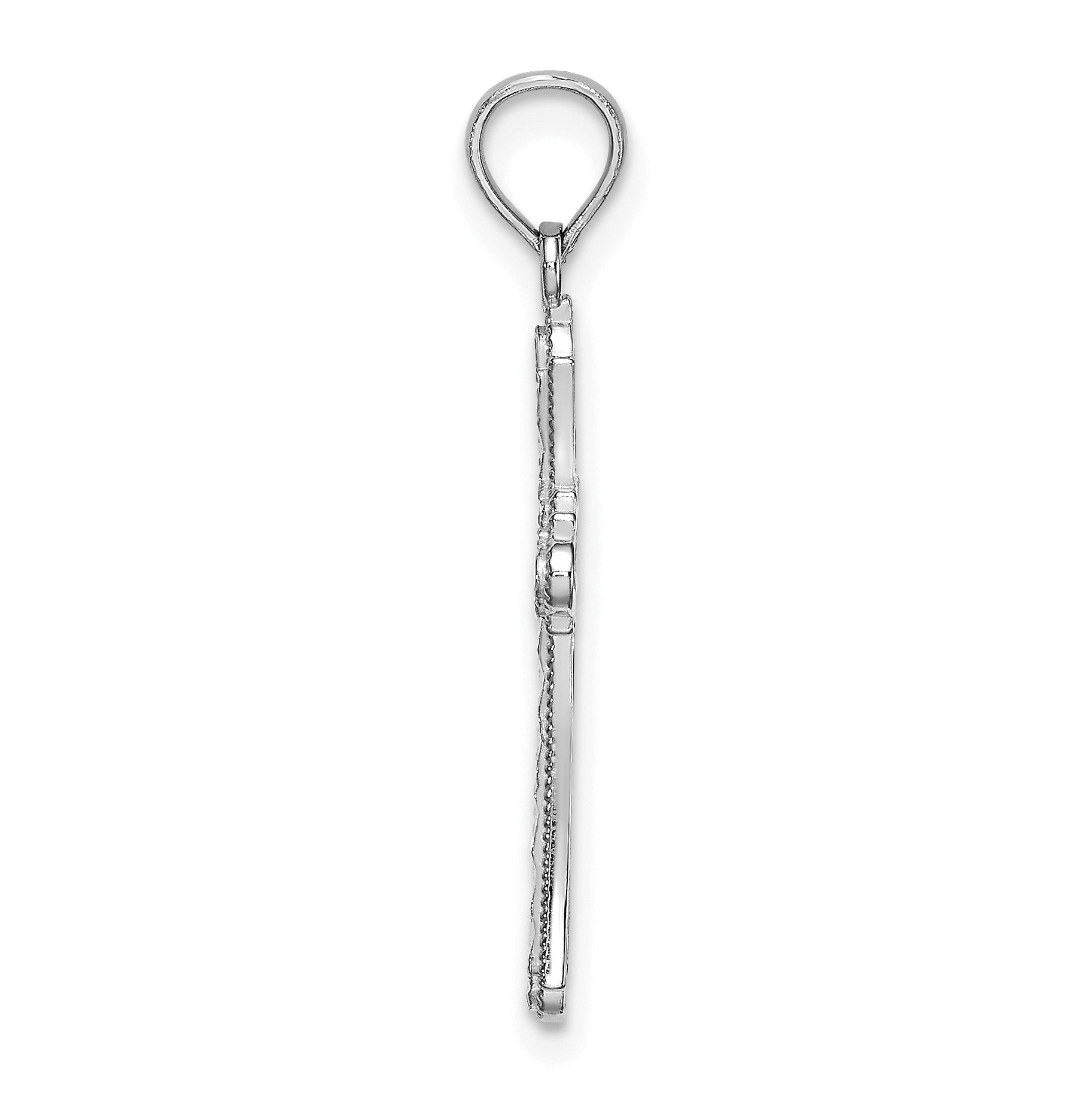 14K White Gold D/C Striped Cross Charm Secondary image