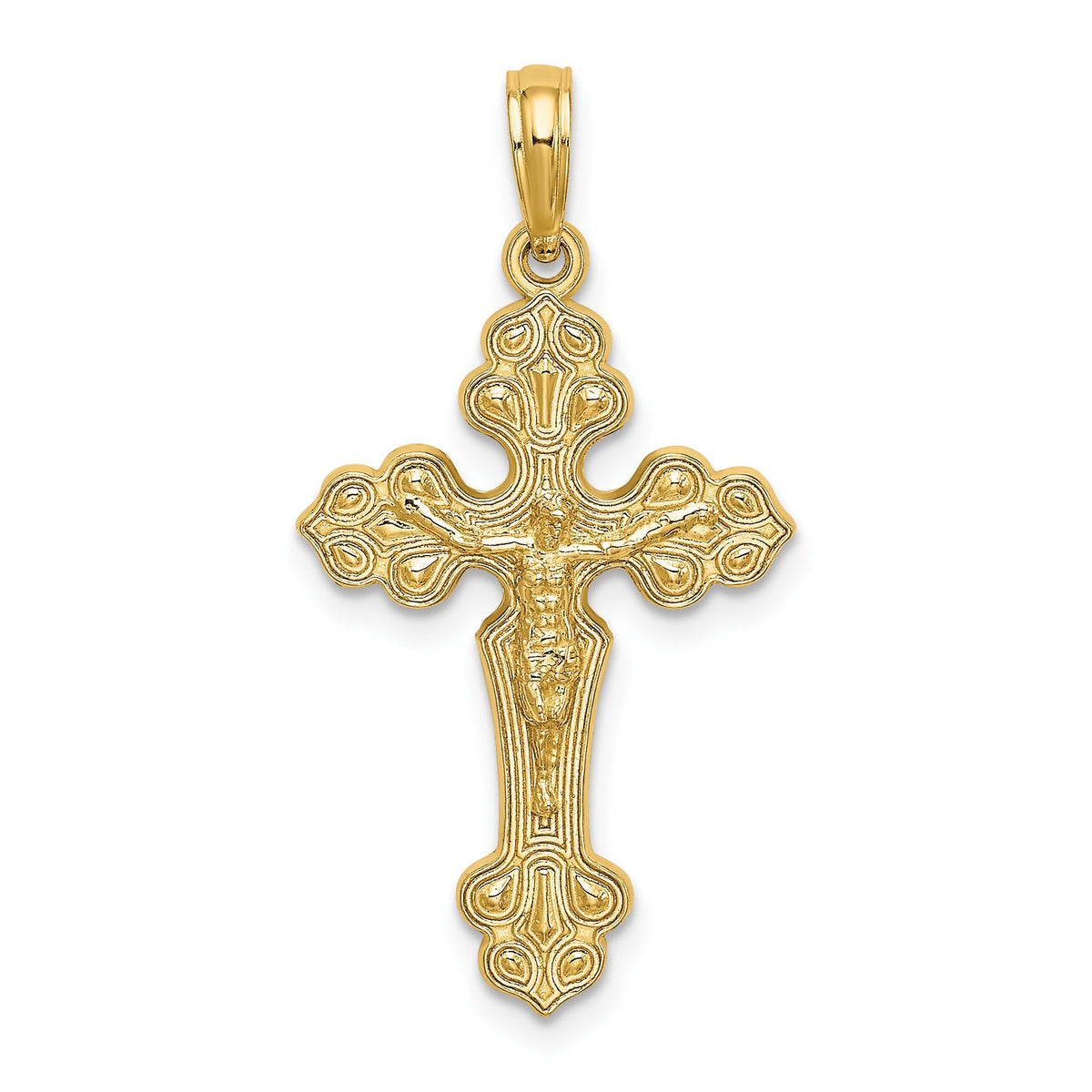 Crucifix Charm in 14K Yellow Gold with Fancy Tips, 30mm - Sophia Jewelers Main image