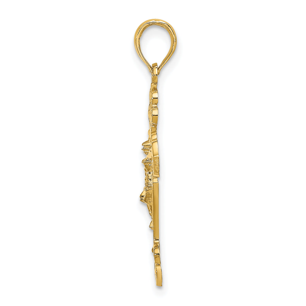 14K D/C Crucifix W /Fancy Tips Charm