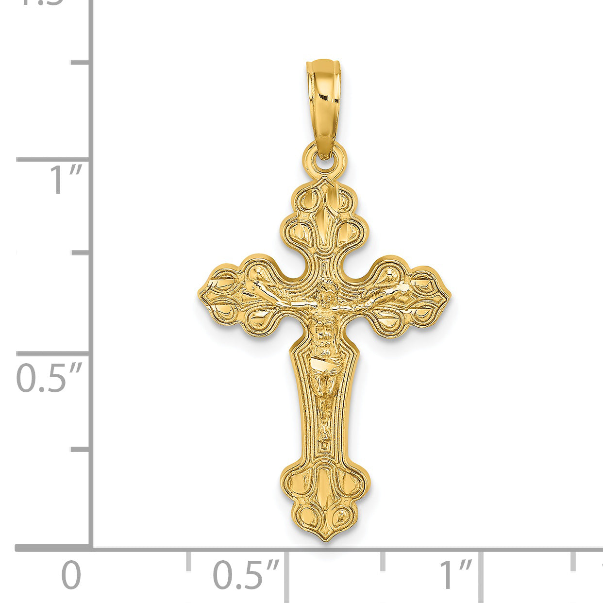 14K D/C Crucifix W /Fancy Tips Charm