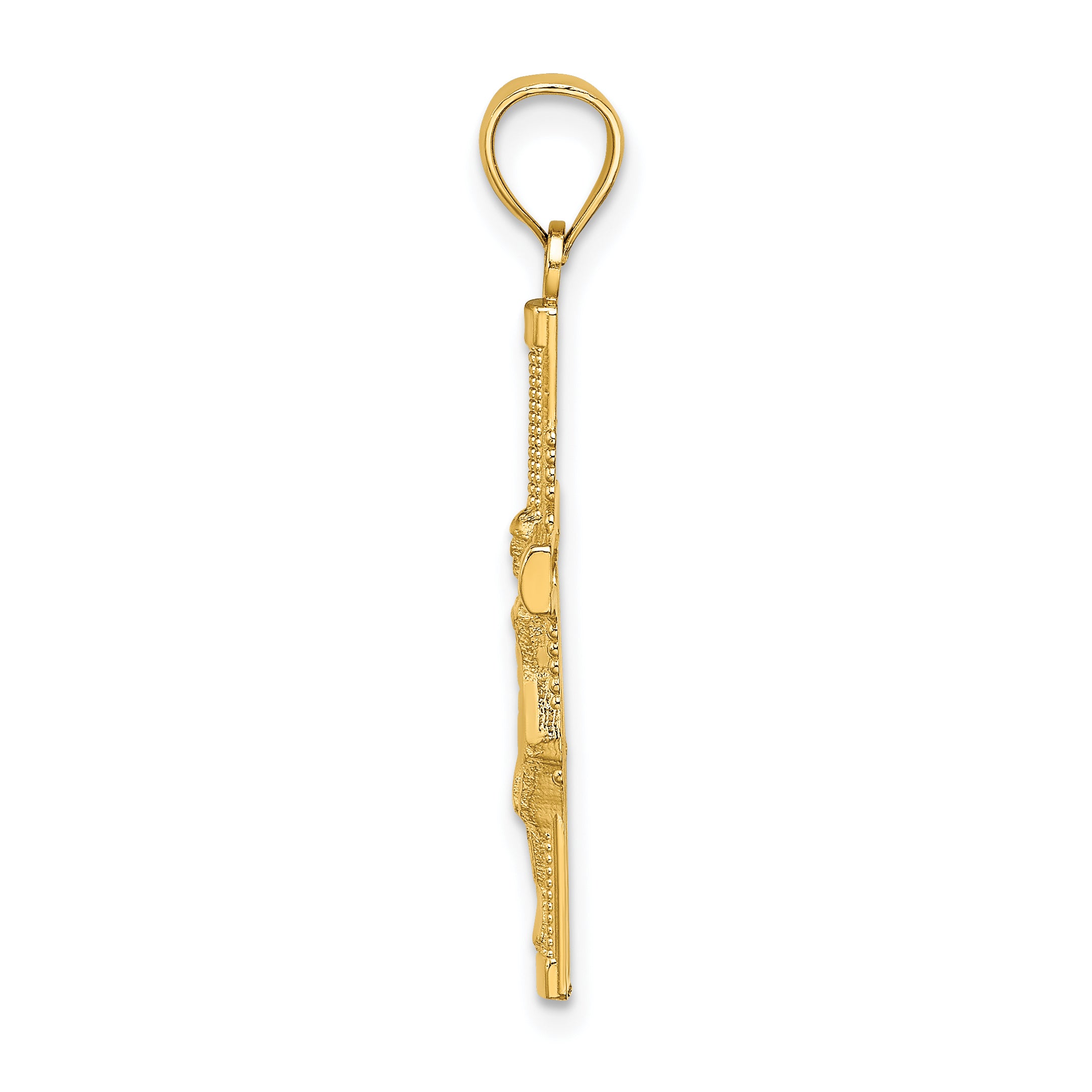 14K Beaded Accent Crucifix Charm Secondary image