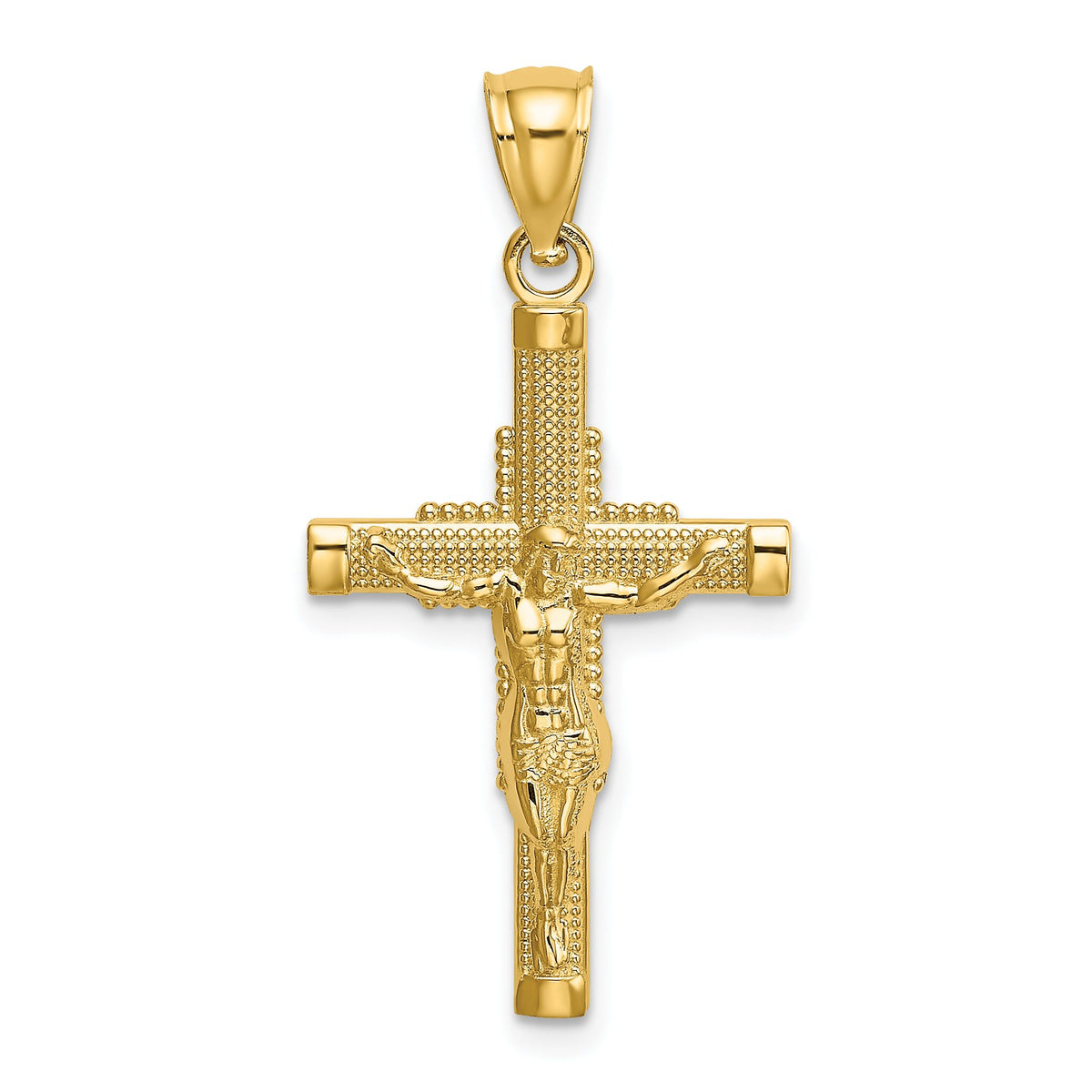 Beaded Crucifix Charm in 14K Yellow Gold, 30mm - Sophia Jewelers Main image