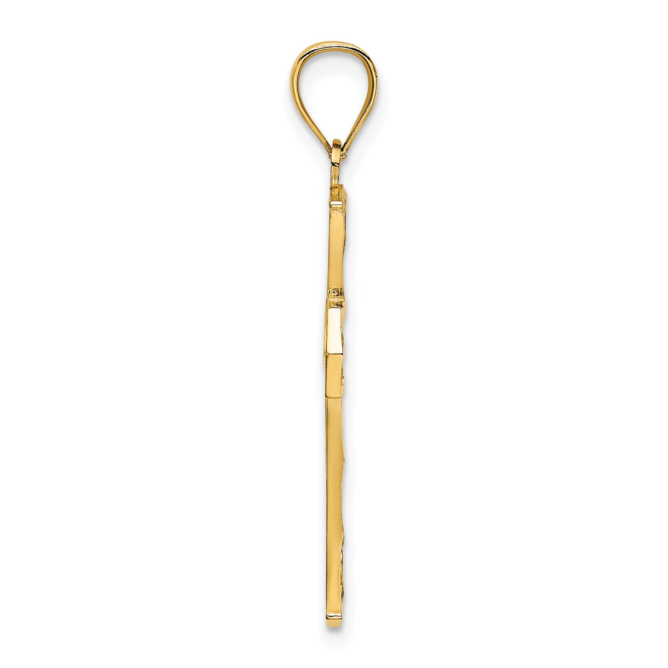 14K Beaded Cross Charm