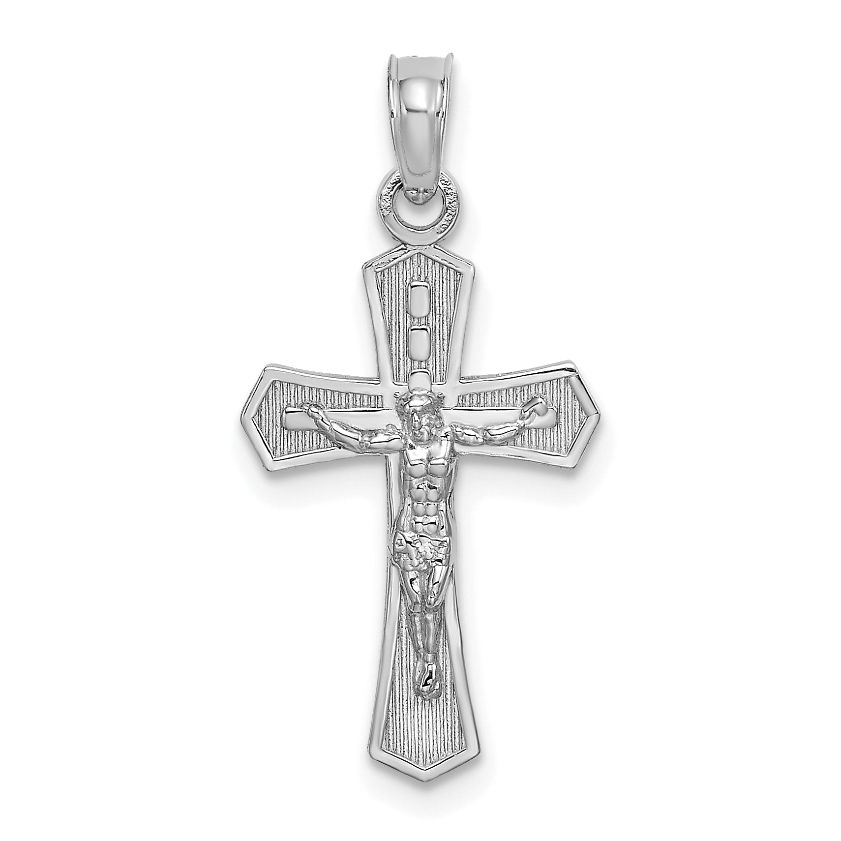 14K White Gold Crucifix W/ Beveled Edges Charm Main image