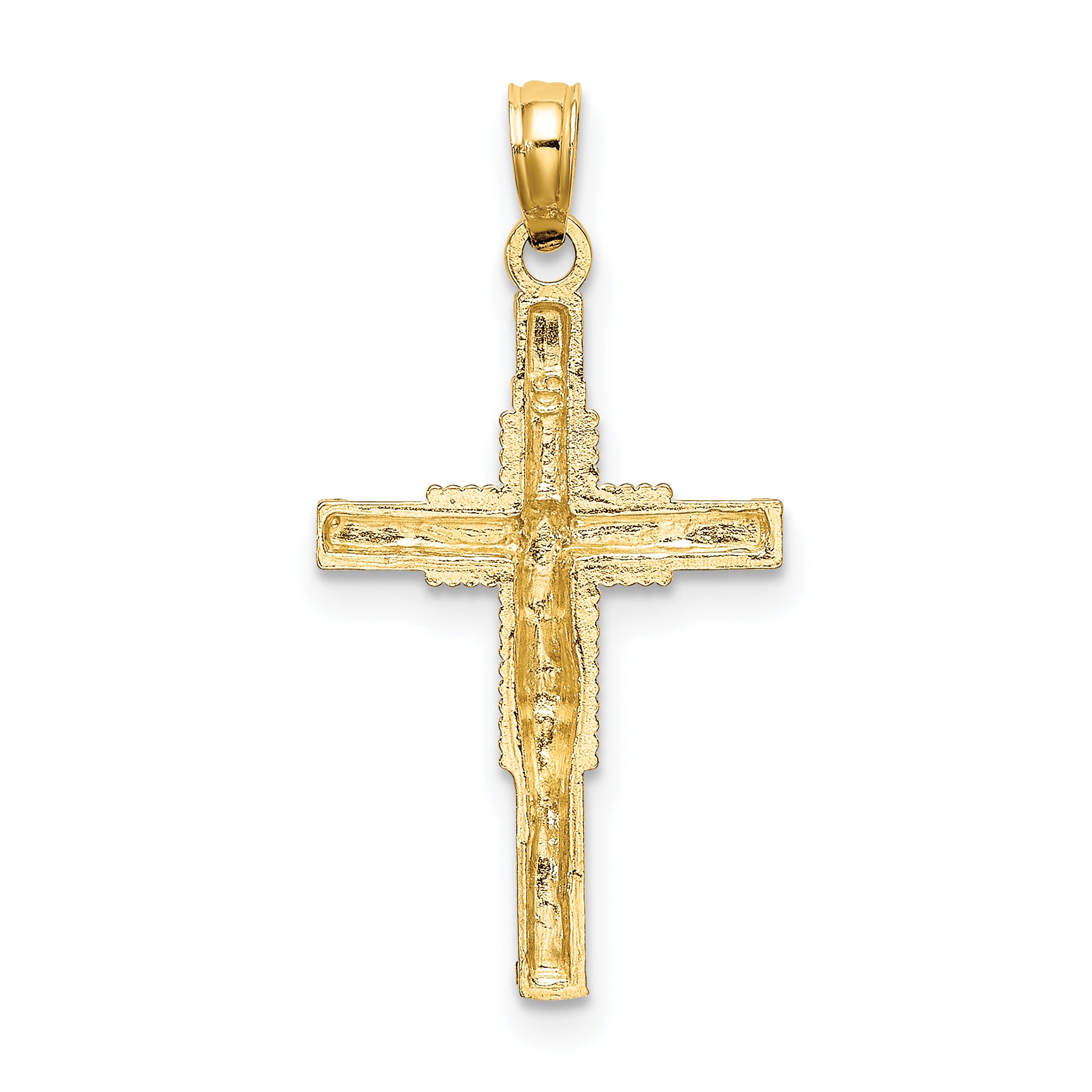 14K Beaded Accent w/ Cross Behind Crucifix Charm