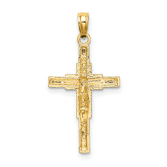 14K Beaded Accent w/ Cross Behind Crucifix Charm