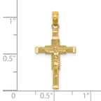 14K Beaded Accent w/ Cross Behind Crucifix Charm