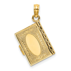 14K 3-D Moveable Hebrew Ten Commandments Book Charm