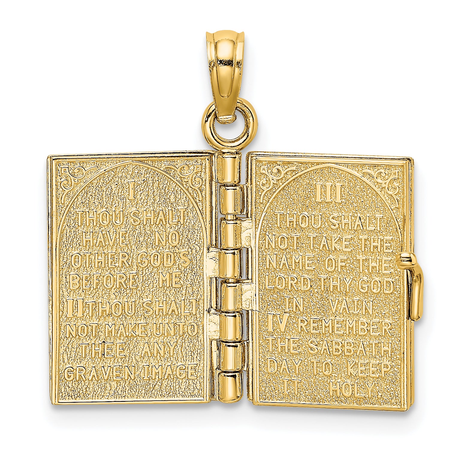 14K 3-D Moveable Hebrew Ten Commandments Book Charm