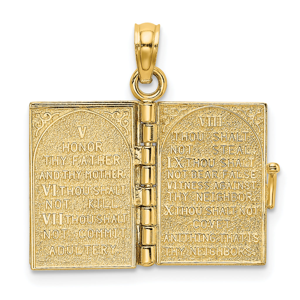 14K 3-D Moveable Hebrew Ten Commandments Book Charm