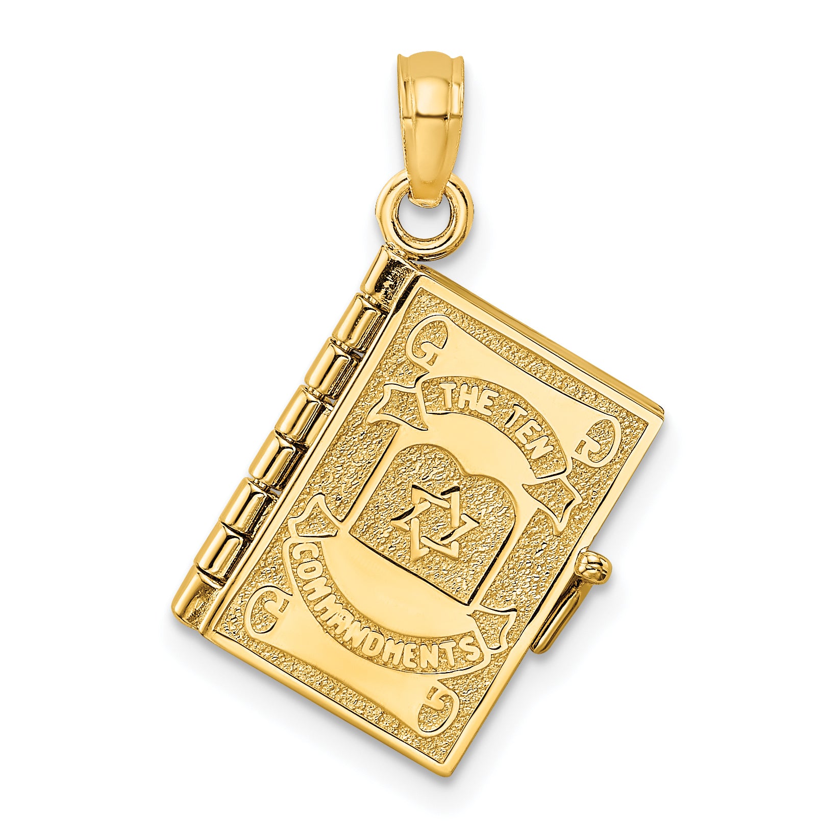 14K 3-D Moveable Hebrew Ten Commandments Book Charm Main image