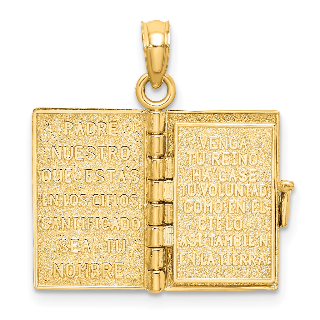 14K 3-D Moveable Santa Biblia Book/Spanish Bible Charm