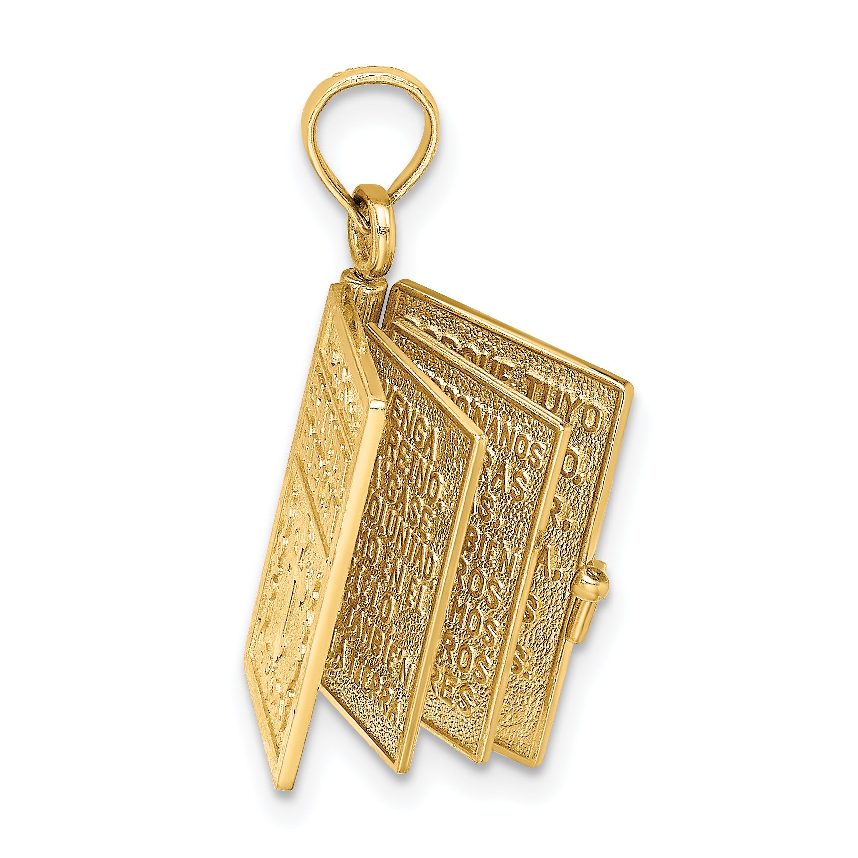 14K 3-D Moveable Santa Biblia Book/Spanish Bible Charm