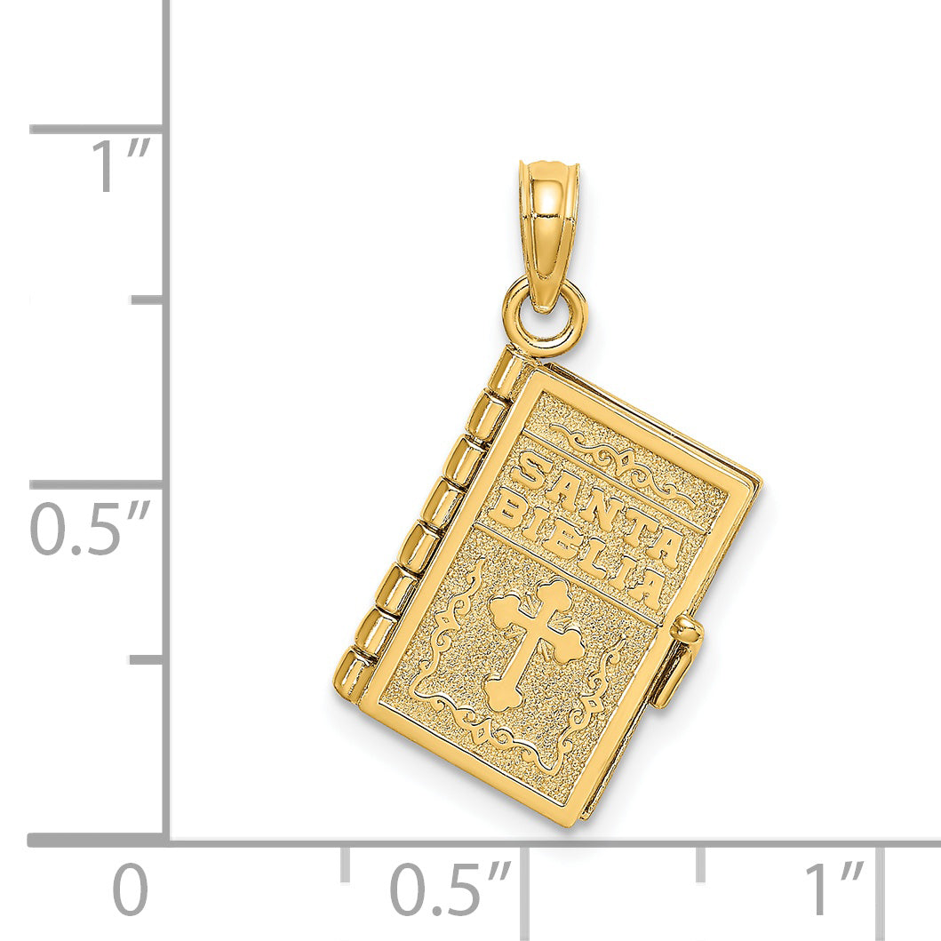 14K 3-D Moveable Santa Biblia Book/Spanish Bible Charm