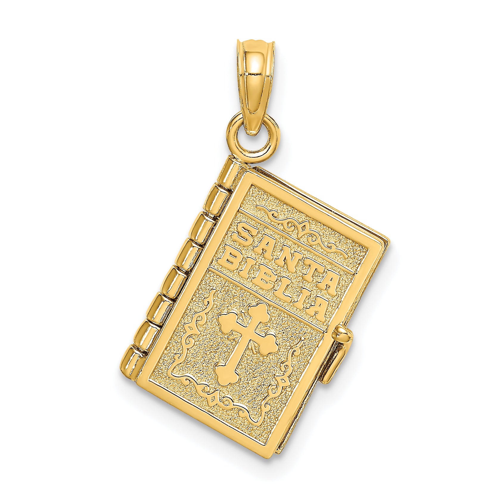 14K 3-D Moveable Santa Biblia Book/Spanish Bible Charm Main image