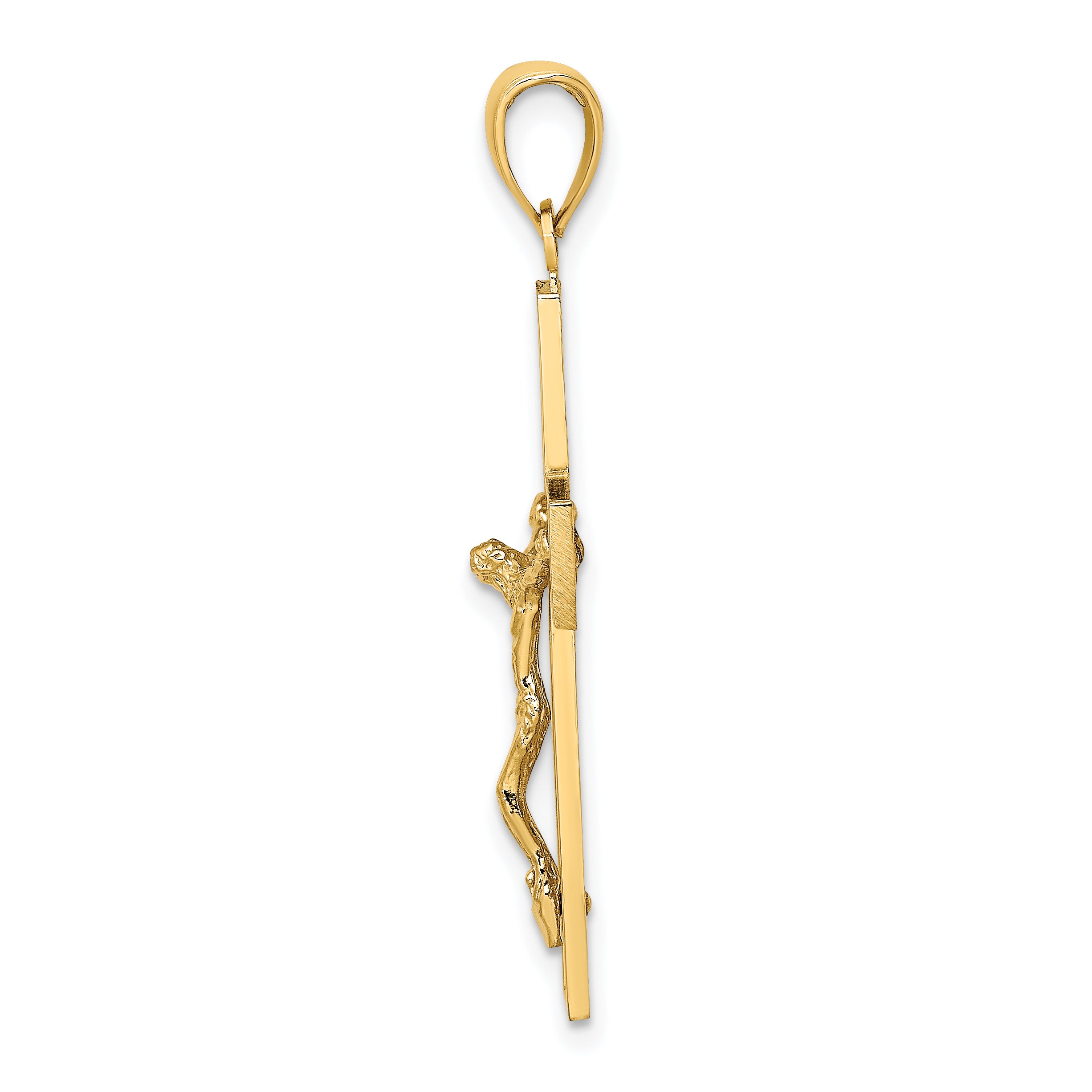 14K Textured Swirl Design Crucifix Charm