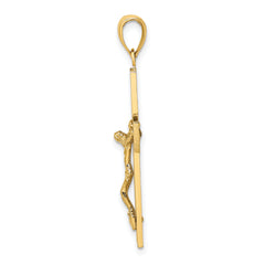 14K Textured Swirl Design Crucifix Charm