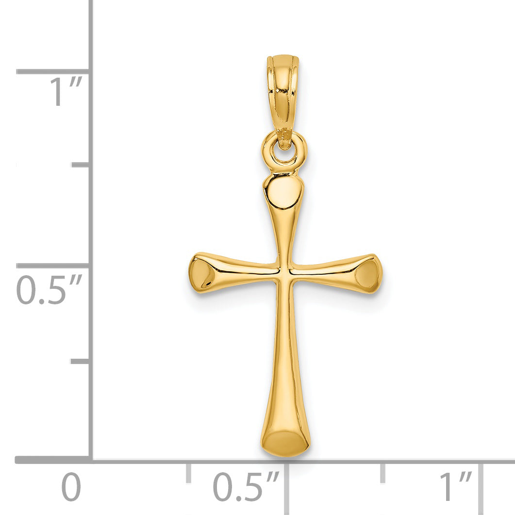 14K Polished Beveled Tip Cross Charm