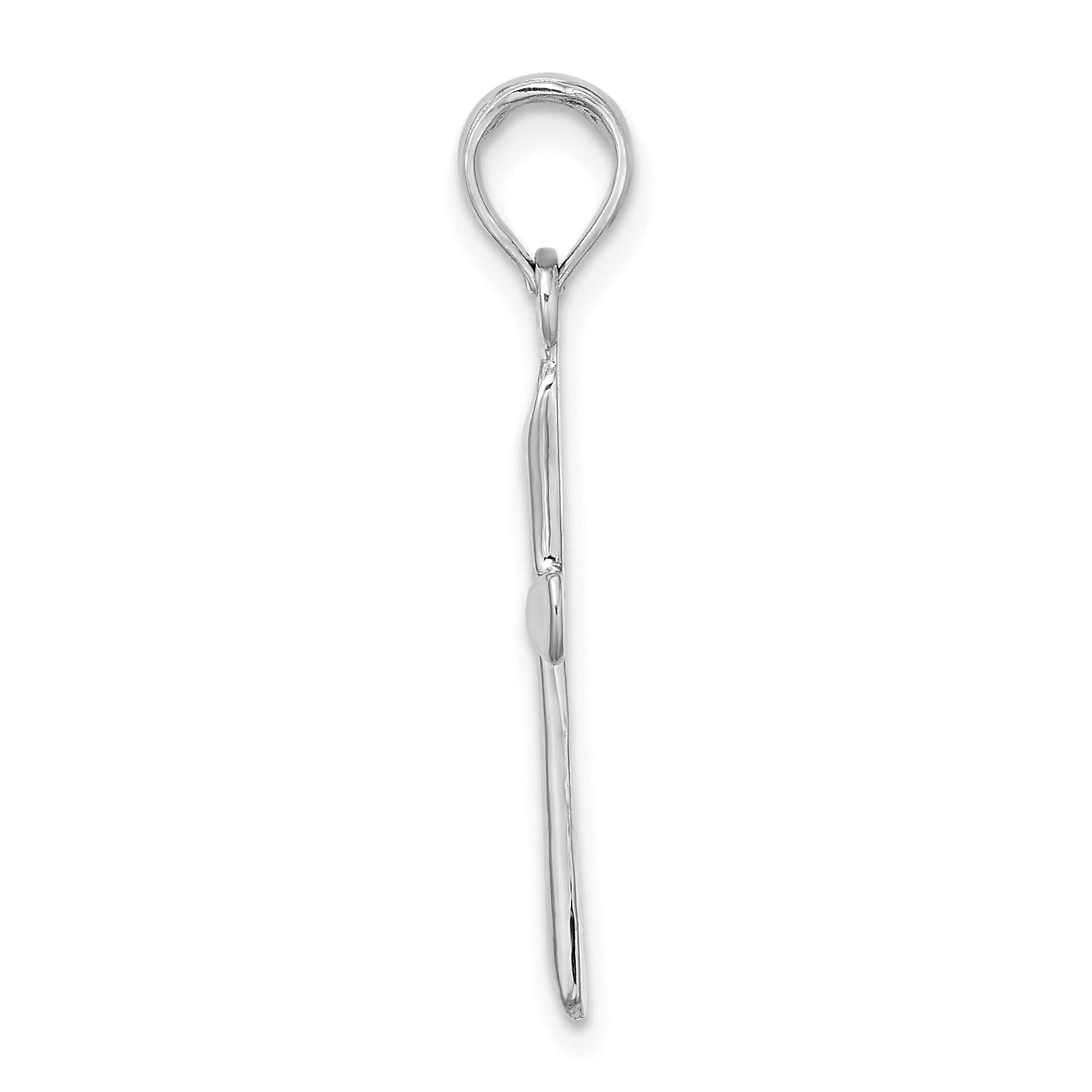 14K White Gold Polished Beveled Tip Cross Charm Secondary image