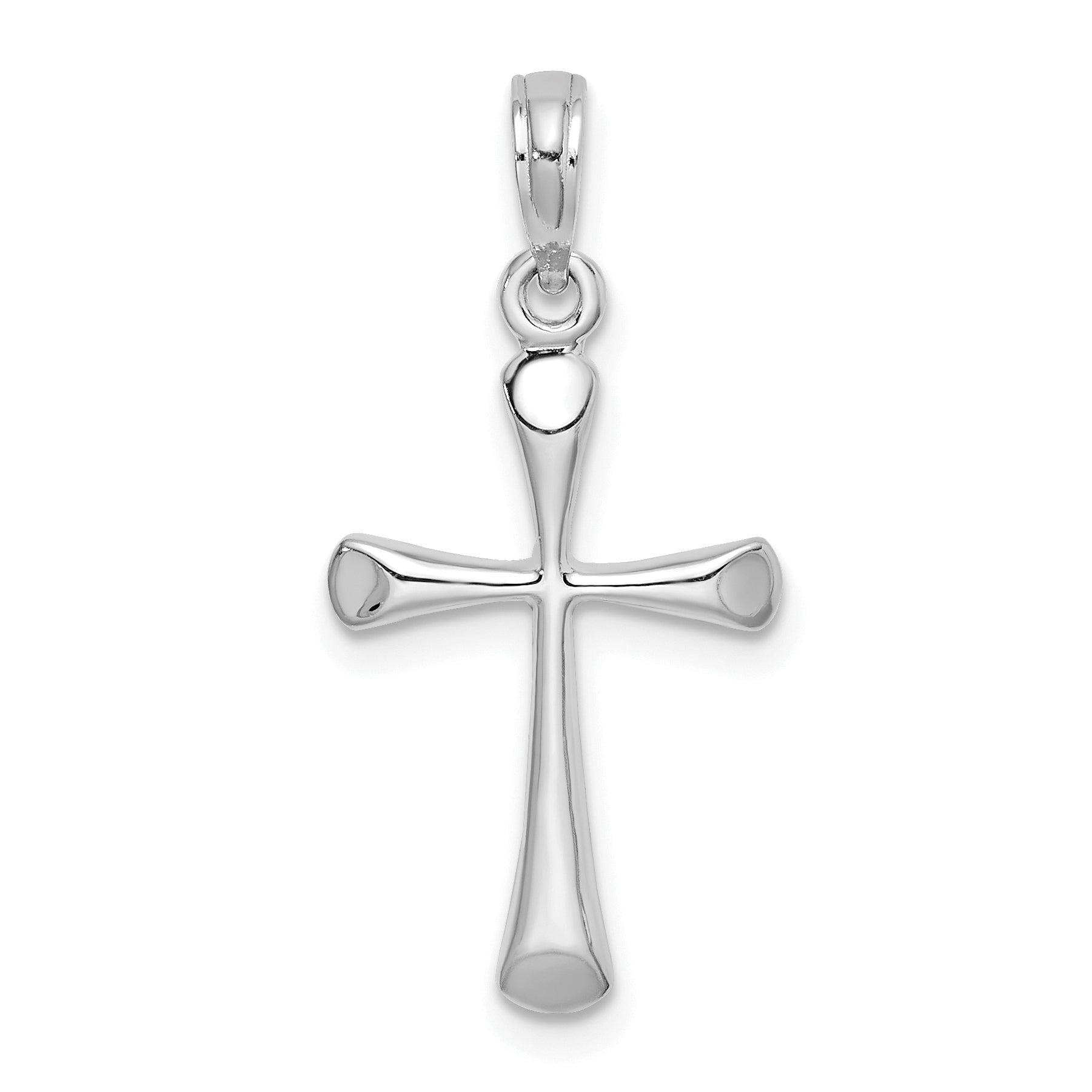 14K White Gold Polished Beveled Tip Cross Charm Main image