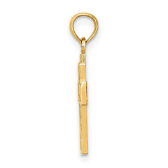 14K Cut-Out Heart Design Cross Charm