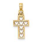 14K Cut-Out Heart Design Cross Charm