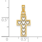 14K Cut-Out Heart Design Cross Charm